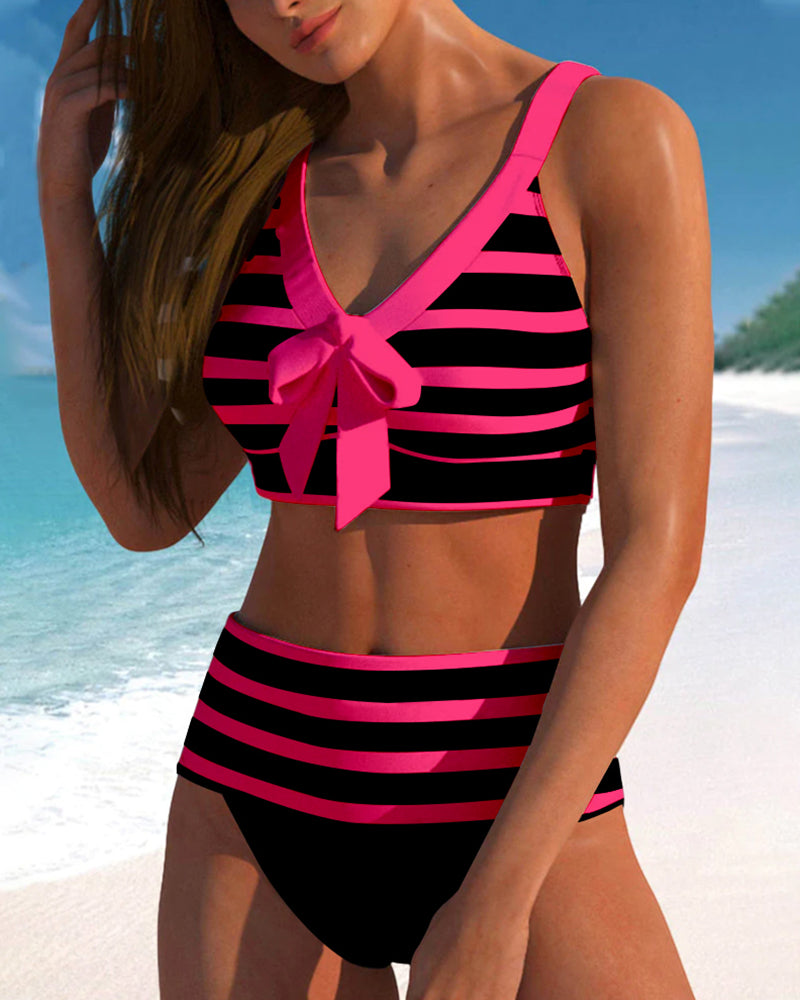 Laluna® | Gestreifter Bikini mit hoher Taille