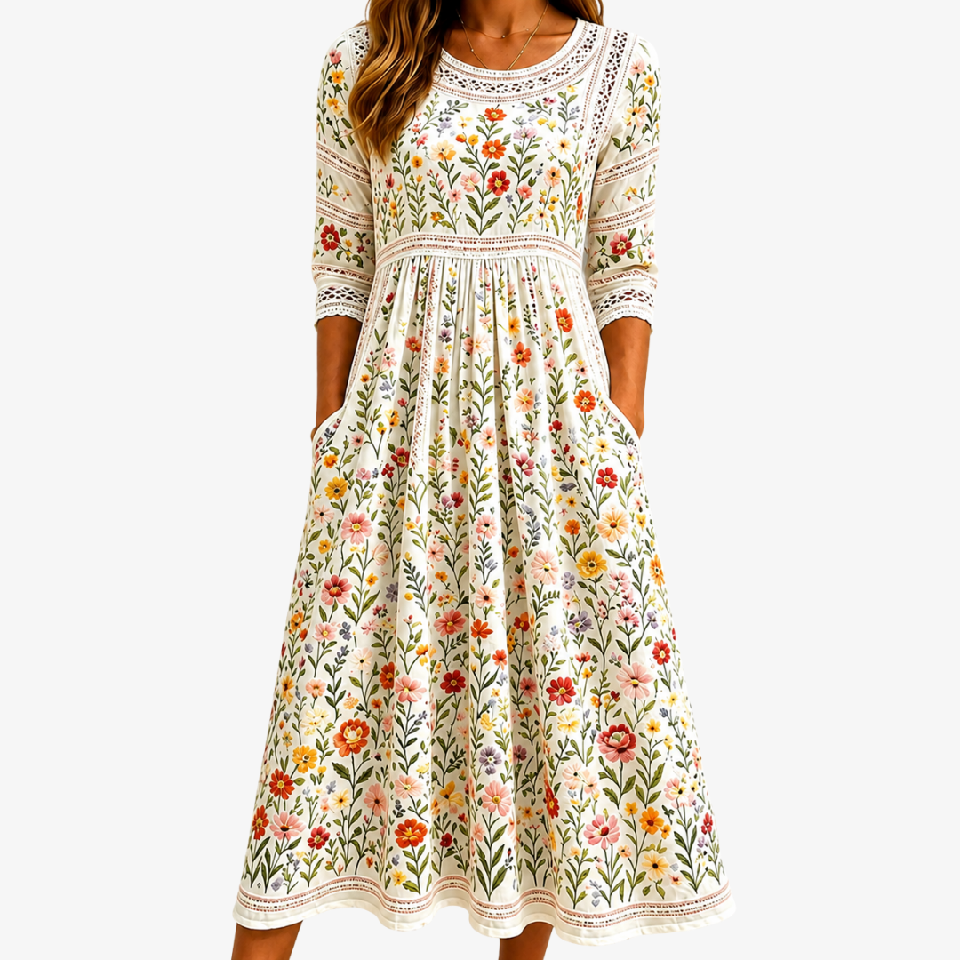 Englischer Garten Charme | Midi Kleid