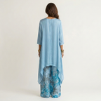 Maud | Baumwolle-Seide Zweiteiliges Set mit Asymmetrischer Tunika